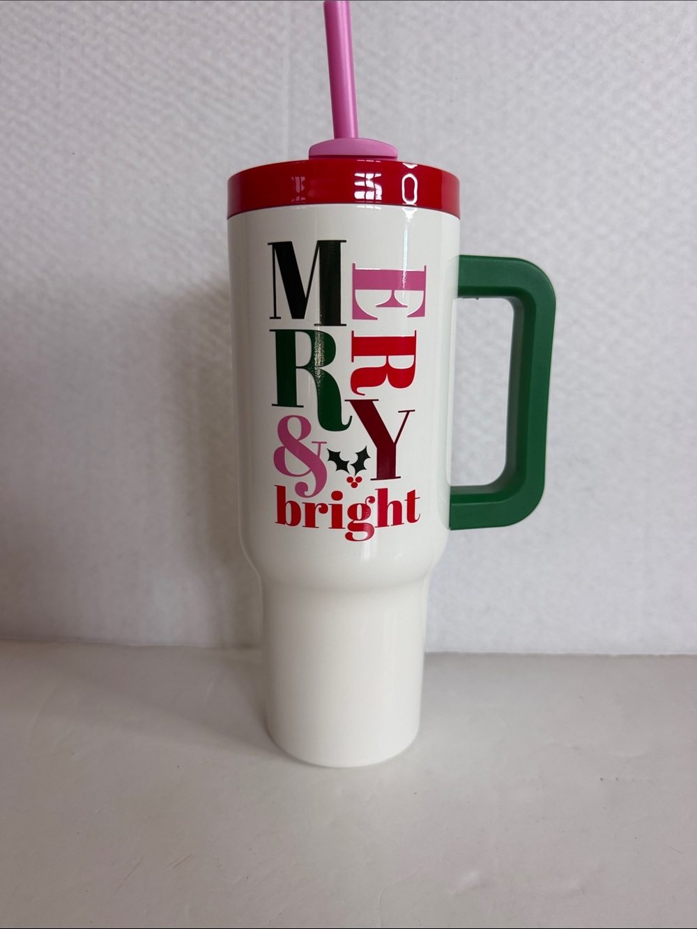 Sleigh Bell Bistro 40 oz Merry/Bright Tumbler in Red, White, & Green